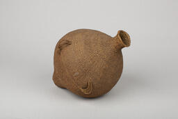 Water jar with spherical body, constricted neck, and conical base