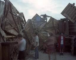 [two different views] Piano sculpture and noisemakers, Black Rock Desert, Burning Man festival