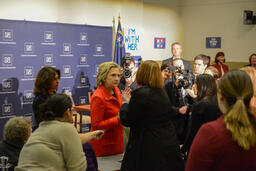 Hillary Clinton and audience member, 1