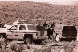 Photograph of BLM agents and vehicles, Dann Ranch, February 11, 2003