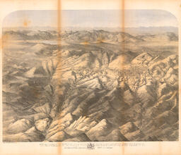 Birds-eye view of the Comstock mines and vicinity
