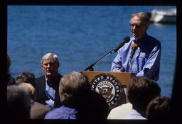 Photograph of Harry Reid Speaking at the Annual Lake Tahoe Summit, Nevada, August 21, 2001