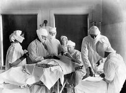 Operating room scene at St. Mary's Hospital