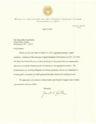 Chair Yellen Response - Insurance Capital Standards