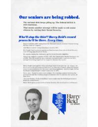 Campaign Flier for Harry Reid Senatorial Run, Nevada, 1986