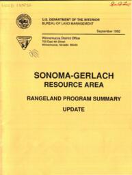 Sonoma-Gerlach resource area rangeland program summary update