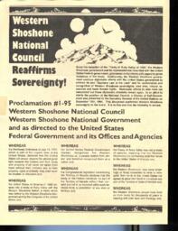 Flier, "Western Shoshone National Council Reaffirms Sovereignty!" February 6, 1995