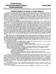 On the Ground newsletter, "Western Shoshone Victorious at United Nations!" March 2006