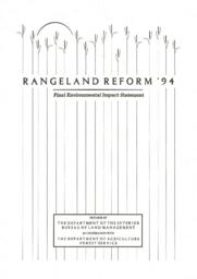 Rangeland Reform Final Environmental Impact Statement