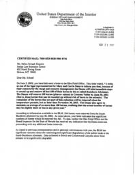 Letter from the Bureau of Land Management to Deborah Schaaf, November 21, 2002