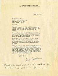 Letter from Maya Miller to her attorney Tom Cooke, April 3, 1970