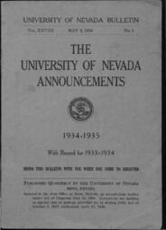 The University of Nevada Announcements : 1934=1935 : With Record for 1933=1934