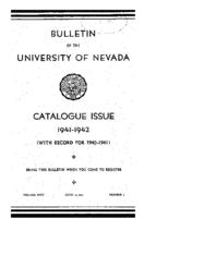 Bulletin of the University of Nevada : Catalogue Issue : 1941-1942 : (With Record for 1940-1941)