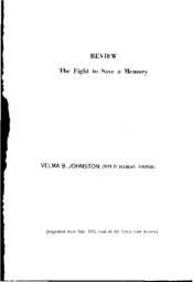 Review, a fight to save a memory, Velma Johnston