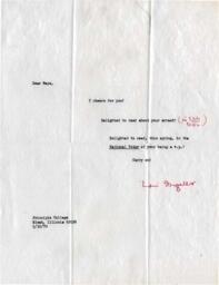 Letter from Principia College to Maya Miller, September 20, 1970