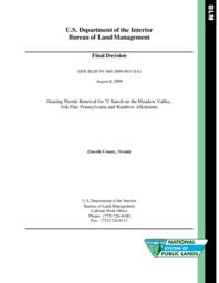 Rainbow allotment final decision, grazing decision, finding of no significant impact, environmental assessment, decision record