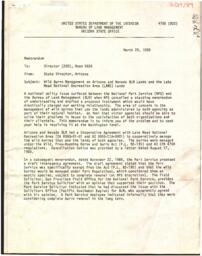 Bureau of Land Management internal memo. Wild burro management in Arizona, Nevada, Lake Mead area