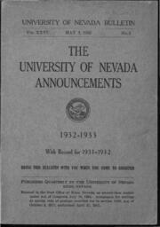 The University of Nevada Announcements : 1932=1933 : With Record for 1931=1932
