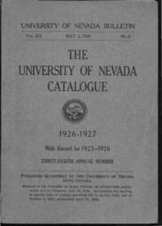 The University of Nevada Catalog : 1926=1927 : With Record for 1925=1926 : Thirty-Eighth Annual Number