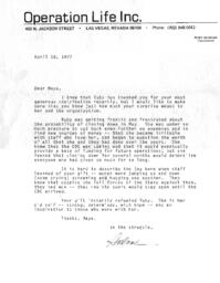 Letter from Operation Life to Maya Miller