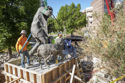 Basque Sheepherder Statue installation at UNR